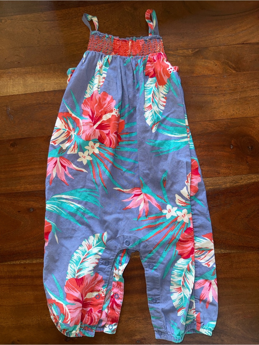 Tucker + Tate Purple Floral Romper with Pink & Teal Accents